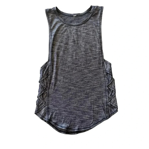 Lululemon Women's Bluish Gray Muscle Tank Top Size M Criss-Cross Detail - Picture 1 of 7